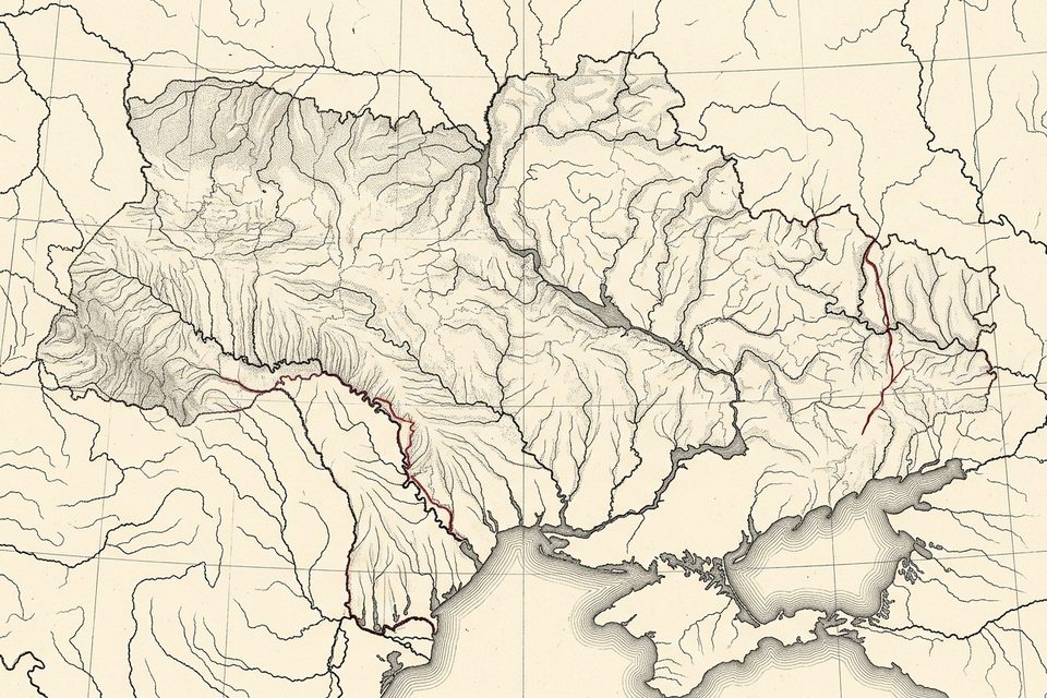 Carte gravée de l'Ukraine et de la mer Noire